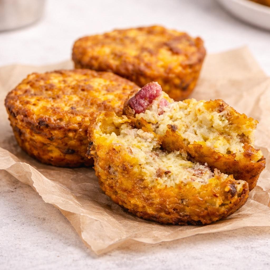 Savory breakfast poppers on parchment paper at Cuba Coffee Co